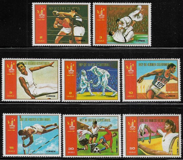 Equatorial Guinea Michel #1288-95 MNH Set - 1980 Moscow Olympics