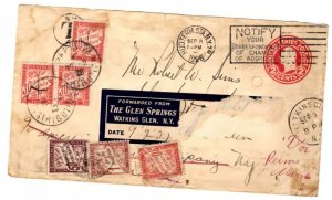 US  FRANCE 6 TIED POSTAGE DUES 1928 FORWARDED 3 TIMES NY