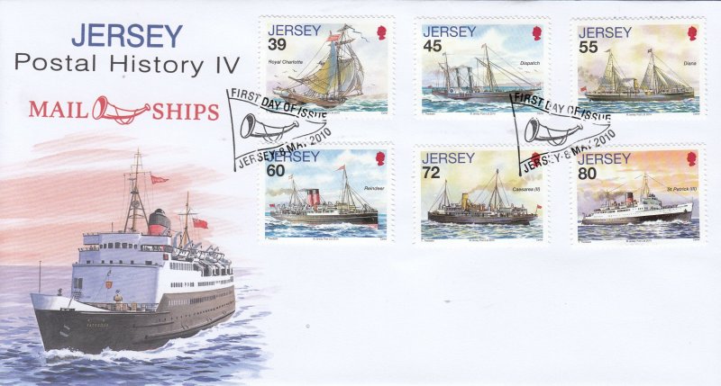 Jersey 2010 Postal History Set of 6, on official FDC