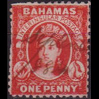 BAHAMAS 1862 - Scott# 5 Queen 1p Used perf.straight