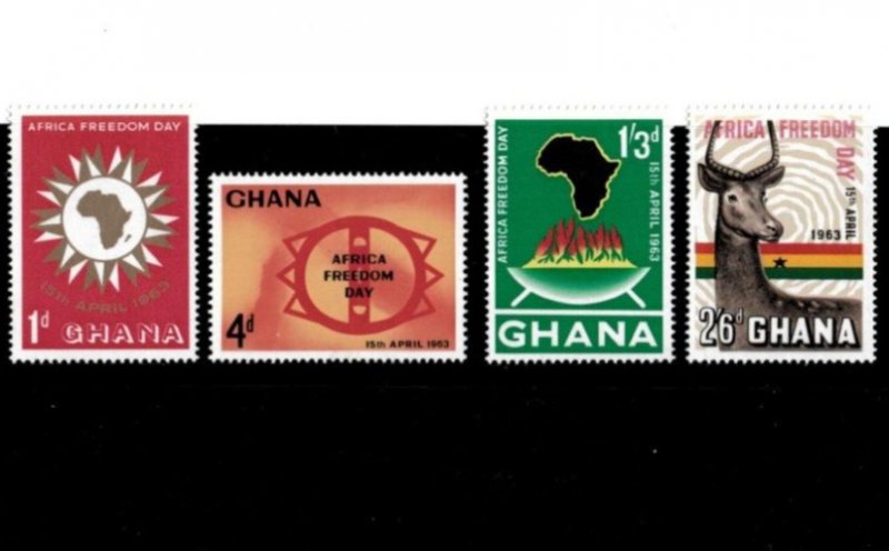 Ghana 1963 - Freedom Day - Set of 4 Stamps - Scott #135-38 - MNH