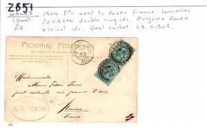 GB Wales Card PENARTH PPC *SS TIBOR* Cachet France Rouen 1904{samwells}ZB51 