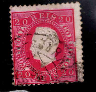 PORTUGAL Scott 40 Used King Luiz stamp double ring cancel