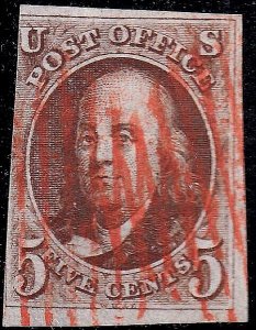 U.S.  1 1847 Used F+VF  3 Mgn.  (101022) 