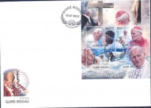 GUINEA BISSAU 2012 POPE JOHN PAUL II  SHEET FIRST DAY COVER