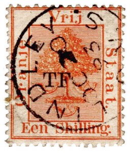 (I.B) Orange Free State Telegraphs : 1/- Yellow-Orange (setting 7)