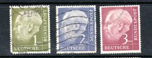 GERMANY    719-721 President Theodor Heuss Three highest values in set of 20