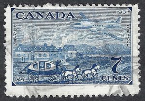 Canada #313 7¢ Stagecoach and Plane (1951). Used.