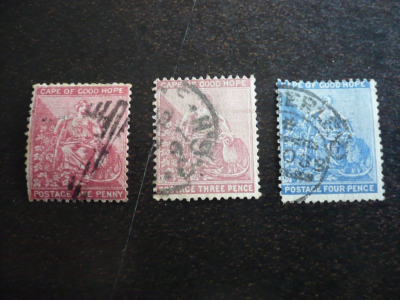 Stamps - Cape of Good Hope - Scott# 24,26,27 - Used Part Set of 3 Stamps