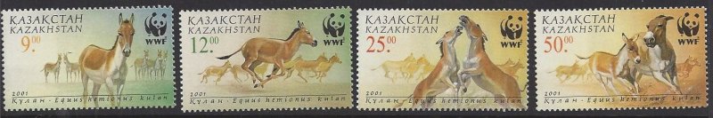 Kazakhstan #344-7 MNH set, WWF Kulan ( wild ass) issued 2001