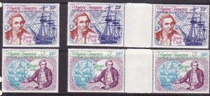 French Polynesia-Sc#154-5- id9-unused NH set + gutter pairs-Capt. Cook-Ships-197