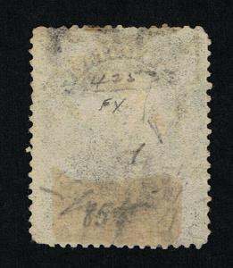 GENUINE SCOTT #36 F-VF USED 1857 BLACK PLATE-12 PERF 15½ FOUR BIG MARGINS