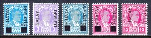 HATAY — SCOTT J1-J5 — 1939 ATATÜRK SURCHARGE POSTAGE DUE SET — MH — SCV $69