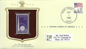 US #853 MNH Concealed. New York Worlds Fair 1939.  Envelope and write up.