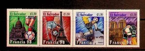 SALVADOR Sc 1481 NH STRIP OF 1998 - SOCCER WORLD CUP