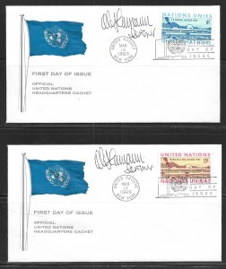 United Nations NY 194-95 ECLA Hdqrs Headquarters Cachet FDC Signed by Designer