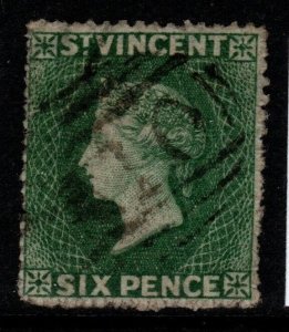 ST.VINCENT SG4 1862 6d DEEP GREEN USED