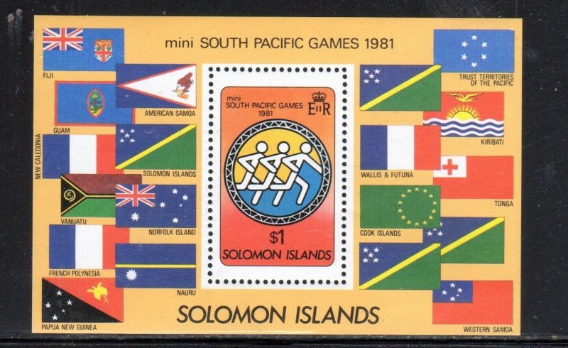 SOLOMON ISLANDS #449 1981 MINI SOUTH PACIFIC GAMES MINT VF NH O.G S/S