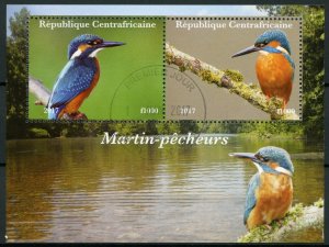 Central African Rep Birds on Stamps 2017 CTO Kingfishers Kingfisher 2v M/S II