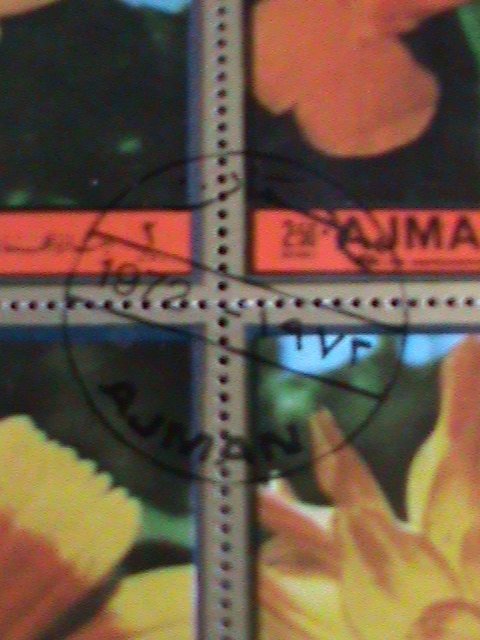 ​AJMAN-1972 JUMBO LARGE SIZE COLORFUL BEAUTIFUL LOVELY ROSES :CTO BLOCK VF