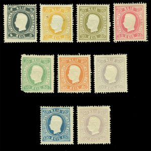 PORTUGAL 1867  King Luiz set  Scott # 25-33  mint MH F/VF  REPRINTS