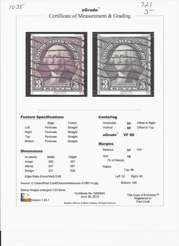 # 721 USED DEEP VIOLET GEORGE WASHINGTON VF+