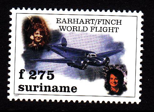 Surinam MNH Scott #1086 275f Retracing and completion of Earhart's Route by L...
