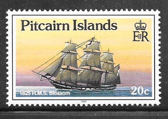 Pitcairn Islands 301: 20c HMS Blossom (survey ship), 1825, MH, F-VF