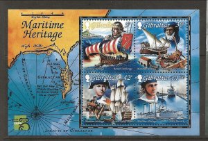 Gibraltar Sc 801a MNH issue of 1999 -Maritime Heritage, Ships - Map, Explorers