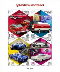 Niger - 2021 Vintage Automobiles - 4 Stamp Sheet - NIG210436a