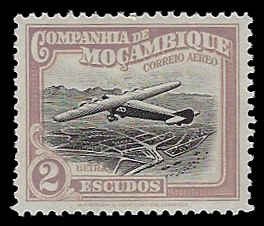 Mozambique Company #C12 Unused VLH; 2e Airplane over Beira (1935)