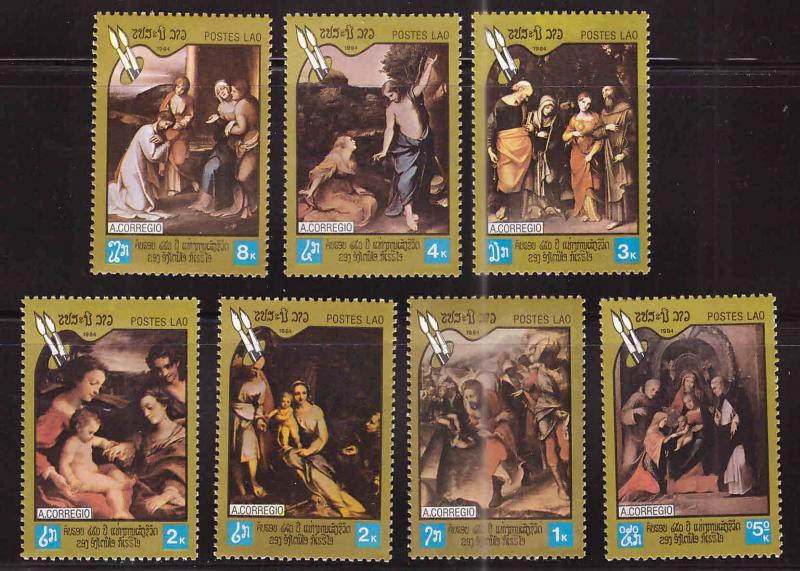 LAOS Scott 569-575 MNH** Coreggio painting set