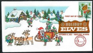 5722 - FDC - Elf and Teddy Bear - Wally Cachet - Elf #1 - North Pole, AK - DCP