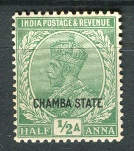 INDIA CHAMBA; 1927-37 early GV issue Mint hinged Shade of 1/2a. value