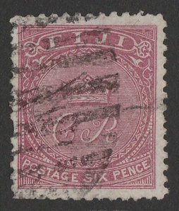 FIJI 1871 CR Monogram 6d rose, wove paper, wmk 'GE' from Postage. 