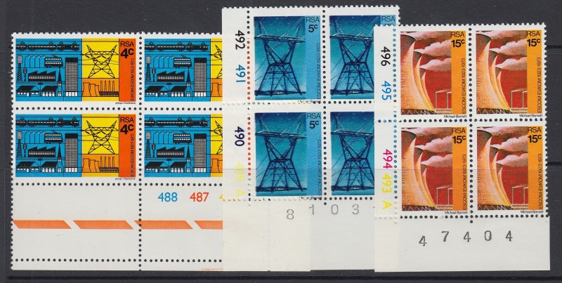 South Africa, Scott 386-388, MNH blocks of four