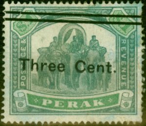 Perak 1900 3c on $1 Green & Pale Green SG86b Surcharge Double Ave Unused Scarce