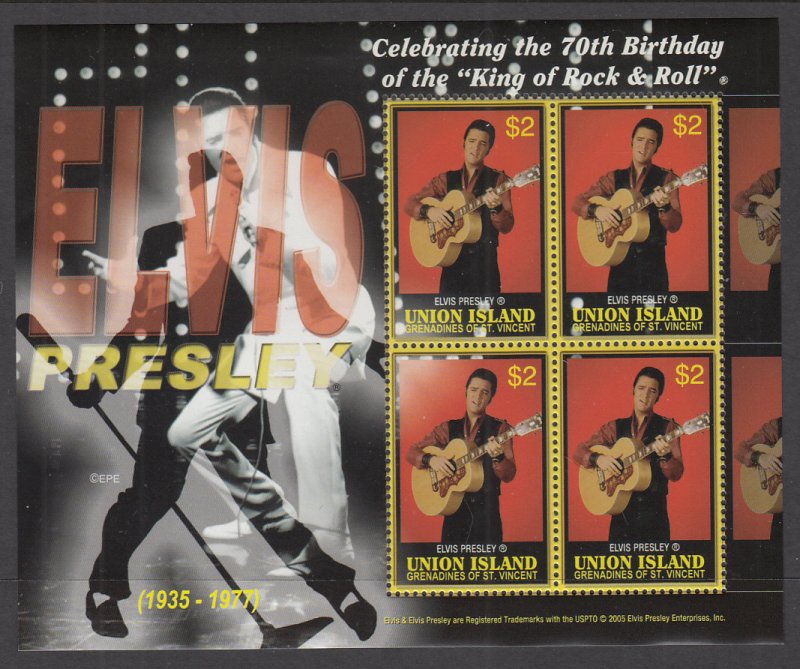 St Vincent Grenadines Union Island 297 Elvis Souvenir Sheet MNH VF