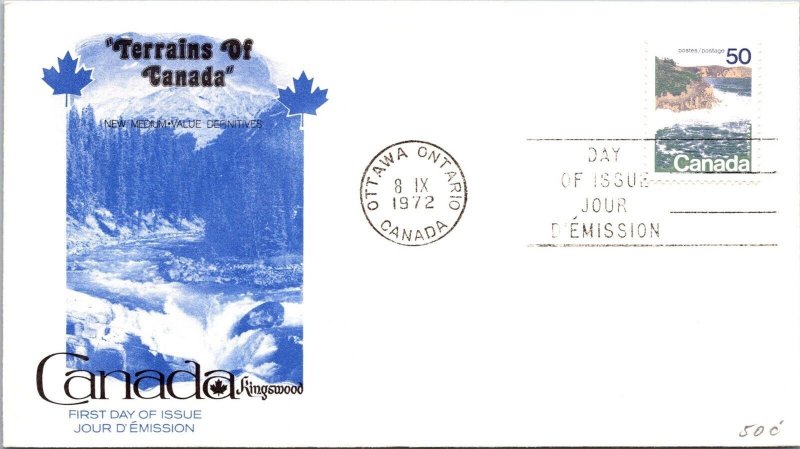 Canada 1972 FDC - Terrains Of Canada - Ottawa Ont - 50c - J8853