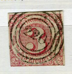 GERMANY THURN TAXIS; 1860s classic issue fine used 3k. value POSTMARK 220