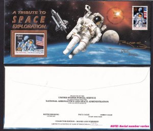 1994 Moon Landing $9.95 Sc 2842 2841 25th Anniv USPS cachet artist signed