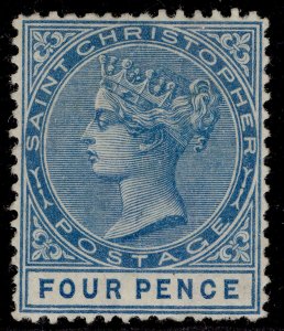 ST KITTS-NEVIS - St Christopher QV SG8, 4d blue, M MINT. Cat £225.