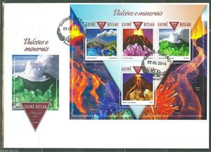 GUINEA BISSAU 2015  VOLCANOES AND MINERALS  SHEET  FIRST DAY COVER