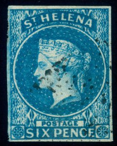 MOMEN: ST HELENA SG #1 1856 IMPERF USED LOT #60415