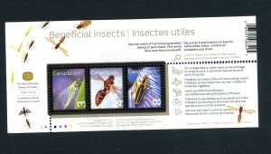 Canada-Scott's # 2409b Beneficial Insects-Used-Souvenir Sheet-Perf. part. Torn