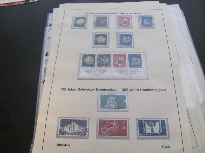 SWITZERLAND USED STAMPS & COVERS COLL. ON PAGES 1930-2005 $2K-$3K CAT. XF (191)