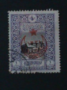 ​TURKEY-1916-SC#B43-OVERPRINT SURECHARGED  FANCY CANCEL VF- 108 YEARS OLD