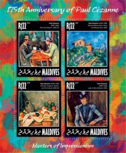 Maldives - 2014 Paul Cezanne Anniversary - 4 Stamp Sheet - 13E-109