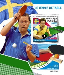 Guinea - 2021 Table Tennis Players on Stamps - Stamp Souvenir Sheet - GU210255b