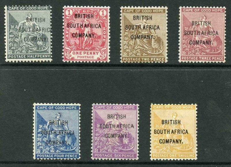 Rhodesia SG58/64 1896 Wmk Anchor Set of 7 with Opt M/M